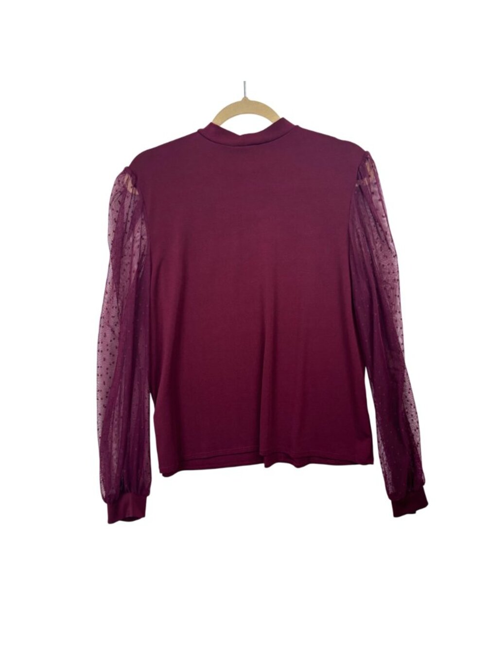 ✨3/$30 Halogen XXL Burgundy Sheer Sleeve Knit Top Womens Office Whimsigoth - Picture 3 of 4